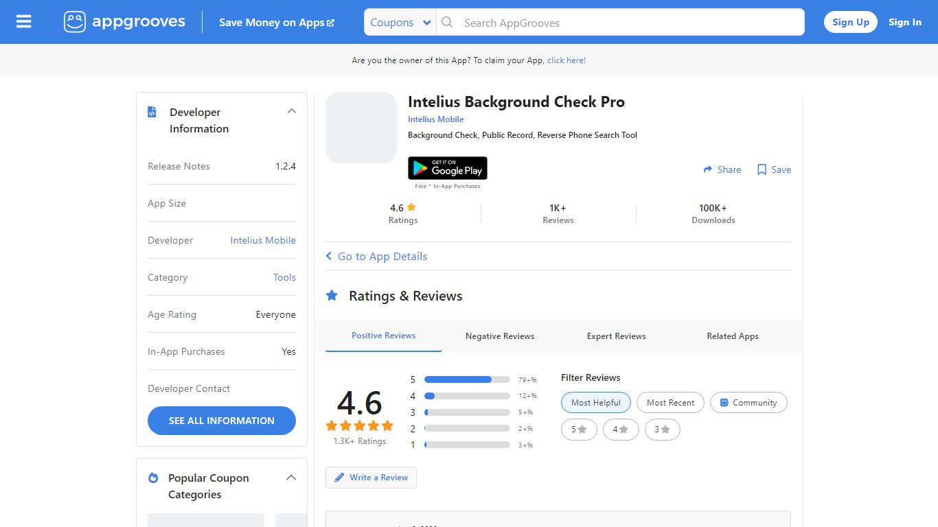 Positive Reviews: Intelius Background Check Pro - by Intelius Mobile ...